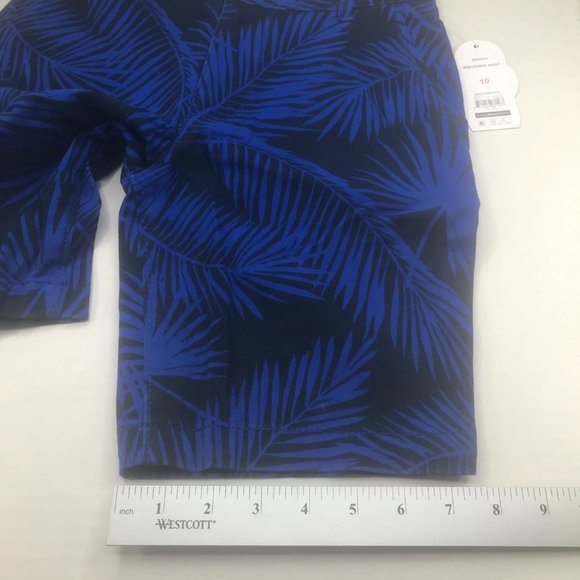 Wonder Nation Boy's Size 10 Adjustable Waist Flat Front Short Blue Palm Leaf New - Picture 10 of 13